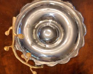 Pewter/Brass Branch Chip/dip Platter!
