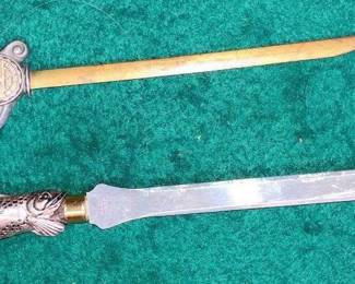 Vtg Rutherford B Hayes Presidential Center Letter Opener, Vtg Pewter Double Fish Letter Opener!