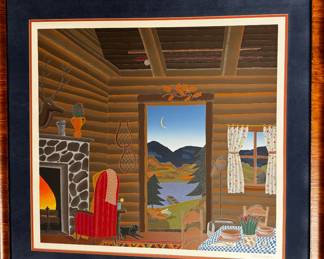 We have several signed and numbered prints. This is Log Cabin by Thomas McKnight. We have a sister print also