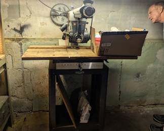 Radial arm saw with extra blades