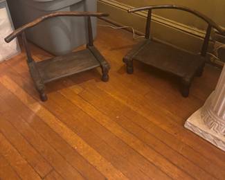 African wooden stools or chairs (could be from slavery period in USA)
