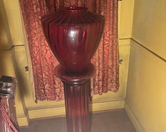 Cranberry Art Glass Column