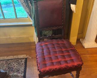 2 single carved ornate chairs and one armed chair