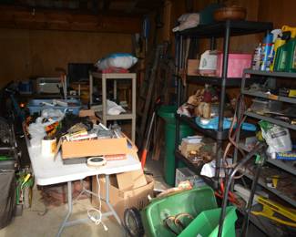 auto parts, gardening equipment, vintage and newer bikes, golf clubs