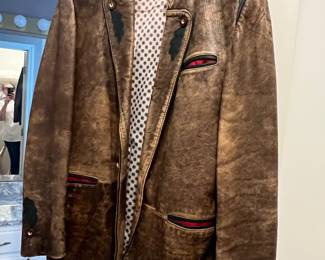 Men's German Trachten Mode Leather Coat Approx Sz 40