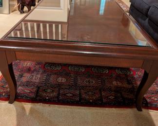 Ethan Allen Coffee Table with Glass Top
