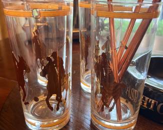 Vintage Polo Highball Glasses by Culver 14K