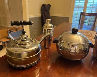 Chrome Teapot and Ice Buckets
