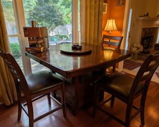 High Bar Wood Table with Chairs and Under Table Storage