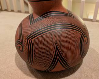 Robert Rivera Signed Gourd Art Pot
