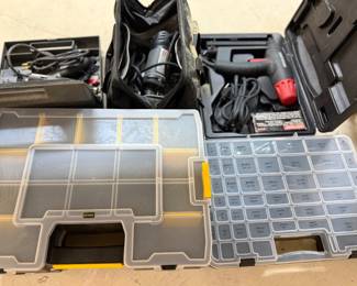 Nuts, bolts, organizer, power tools