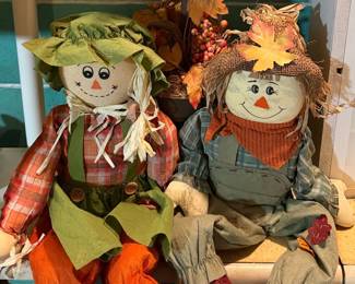 Set of 2 Fabric Scarecrow Figures