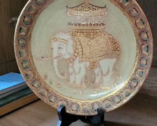 Vintage Decorative Elephant Plate with Asian Motif