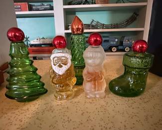 Vintage Avon Christmas Themed Glass Cologne Bottles