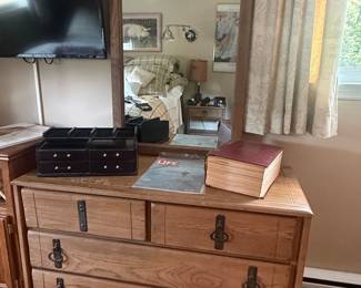 Vintage Oak Mission Style Dresser with Mirror