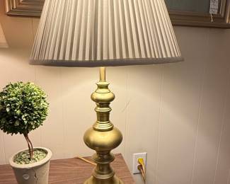 Vintage Stiffel Brass Table Lamp with Pleated Shade