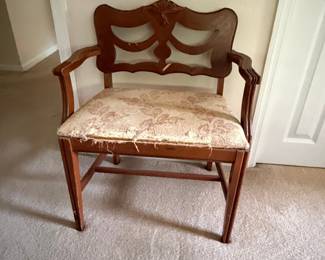 Vintage Chippendale Style Mahogany Armchair with Floral Upholstery
