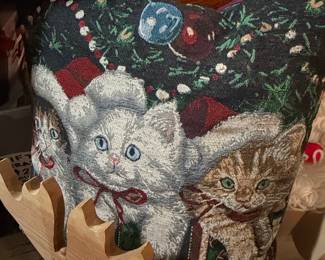 Vintage Christmas Kittens Tapestry Pillow
