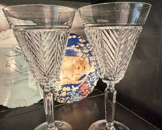 Ralph Lauren Herringbone Crystal Wine Glasses
