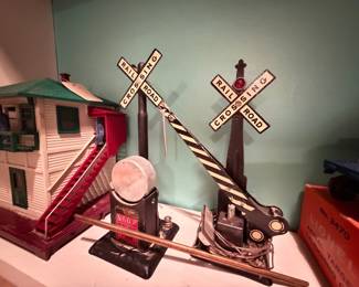 Vintage Louis Marx & Co. "Stop Do Not Cross" Electric Crossing Signal and Station