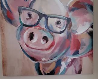 Whimsical Pig with Glasses Canvas Art Print