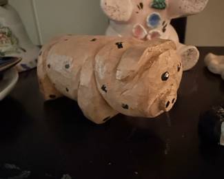 Carved Wooden Pig Figurine