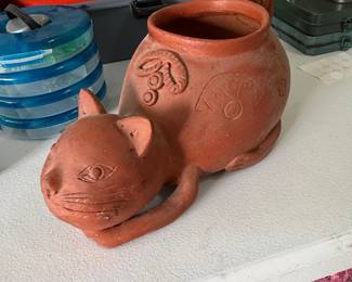 Terracotta Cat Planter