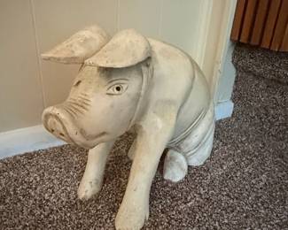 Vintage Concrete Pig Figurine