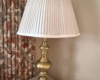 Vintage Stiffel Brass Table Lamp with Pleated Shade