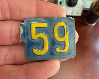 Vintage Enamel House Number "59"