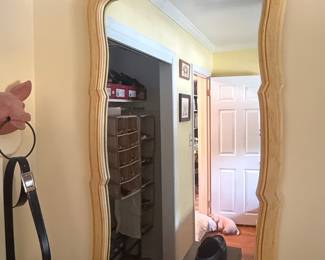 Vintage French Provincial Scalloped Mirror with Floral Carving
