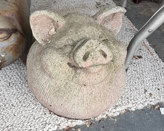 Vintage Concrete Garden Pig Statue