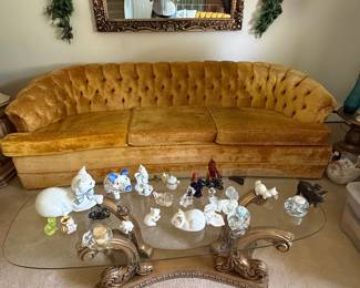 Vintage Gold Velvet Tufted Sofa