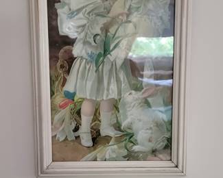 Victorian Girl with Rabbit Lithograph by Arthur Elsley