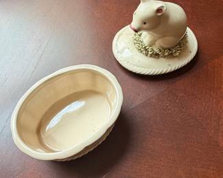 Vintage Fitz and Floyd Ceramic Mouse Trinket Box 1982