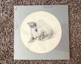 Pencil Drawing of a Pig by V. Miller