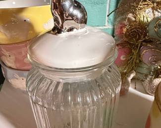 Glass Jar with Silver Bunny Finial
