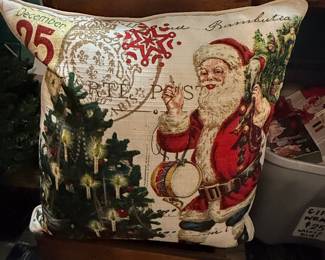 Vintage Christmas Tapestry Santa Claus Pillow
