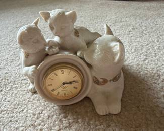 Vintage Lenox China Jewels Collection "Kittens Around the Clock" Figurine Clock