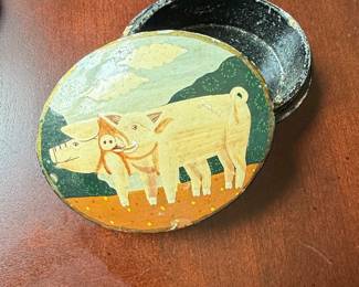Vintage Alan Cracknell Popprint Pig Round Shaped Box