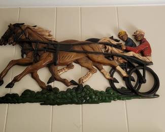 Vintage Harness Racing Horse and Driver Wall Art