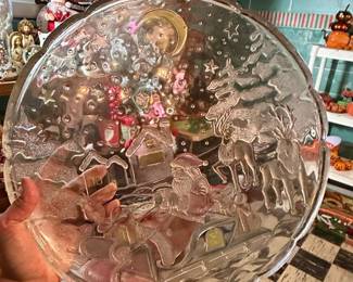 Vintage Crystal Clear Studios Christmas Joy Platter