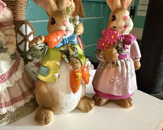 Vintage Easter Bunny Couple Figurines