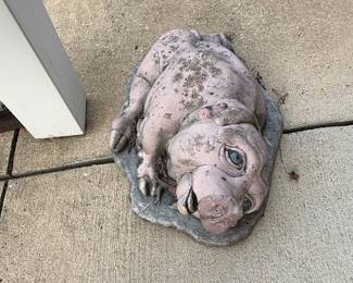 Vintage Concrete Pig Garden Statue