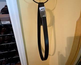Men's Leather Belt with Silver Buckle