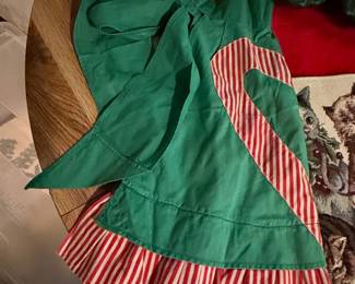 Children's Elf Costume Apron with Candy Cane Trim