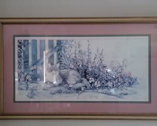 Jodi Jensen "Lazy Days" Framed Cat and Flowers Print