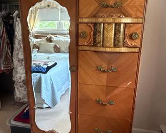 Art Deco Waterfall Armoire with Mirror