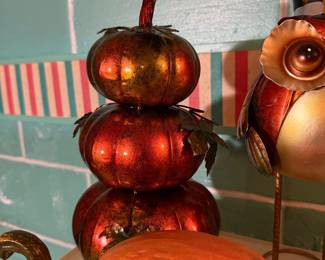 Stacked Metal Pumpkins Decor