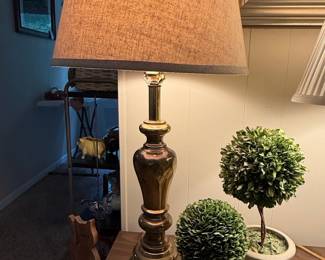 Vintage Stiffel Brass Table Lamp with Linen Shade
